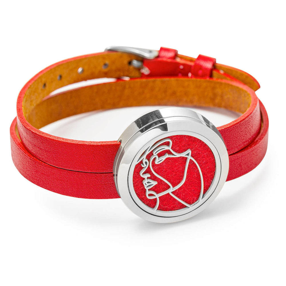 Duftende armbånd "I AM..." - Rødt skinnarmbånd