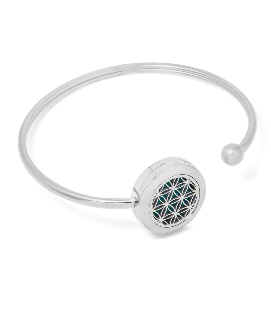 Aromaterapi armbånd - Polert stål - 20 mm - "Livets Blomst"
