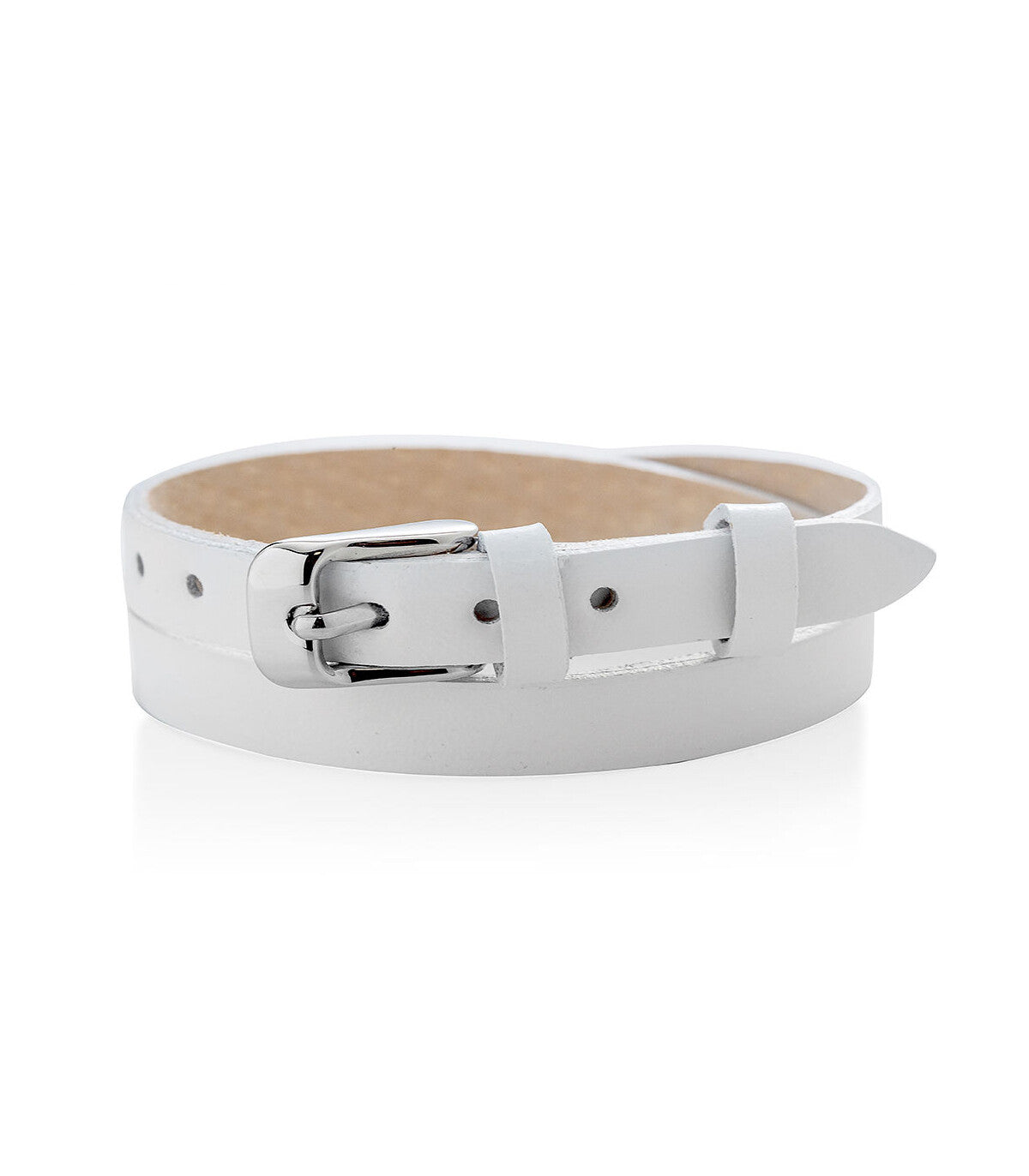 Armbåndsreim med sølvspenne- HVIT